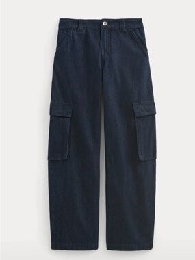 Everlane Dark Denim Cargo Pants - mid rise